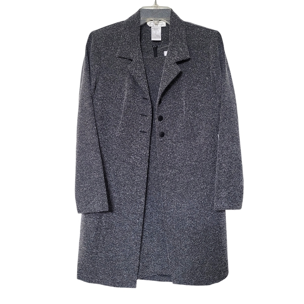 Giorgio Fiorlini Black Speckled Long Duster Coat And Short‎ Sleeve Dress  13/14